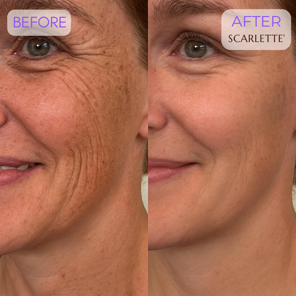 Smile line before and after comparison